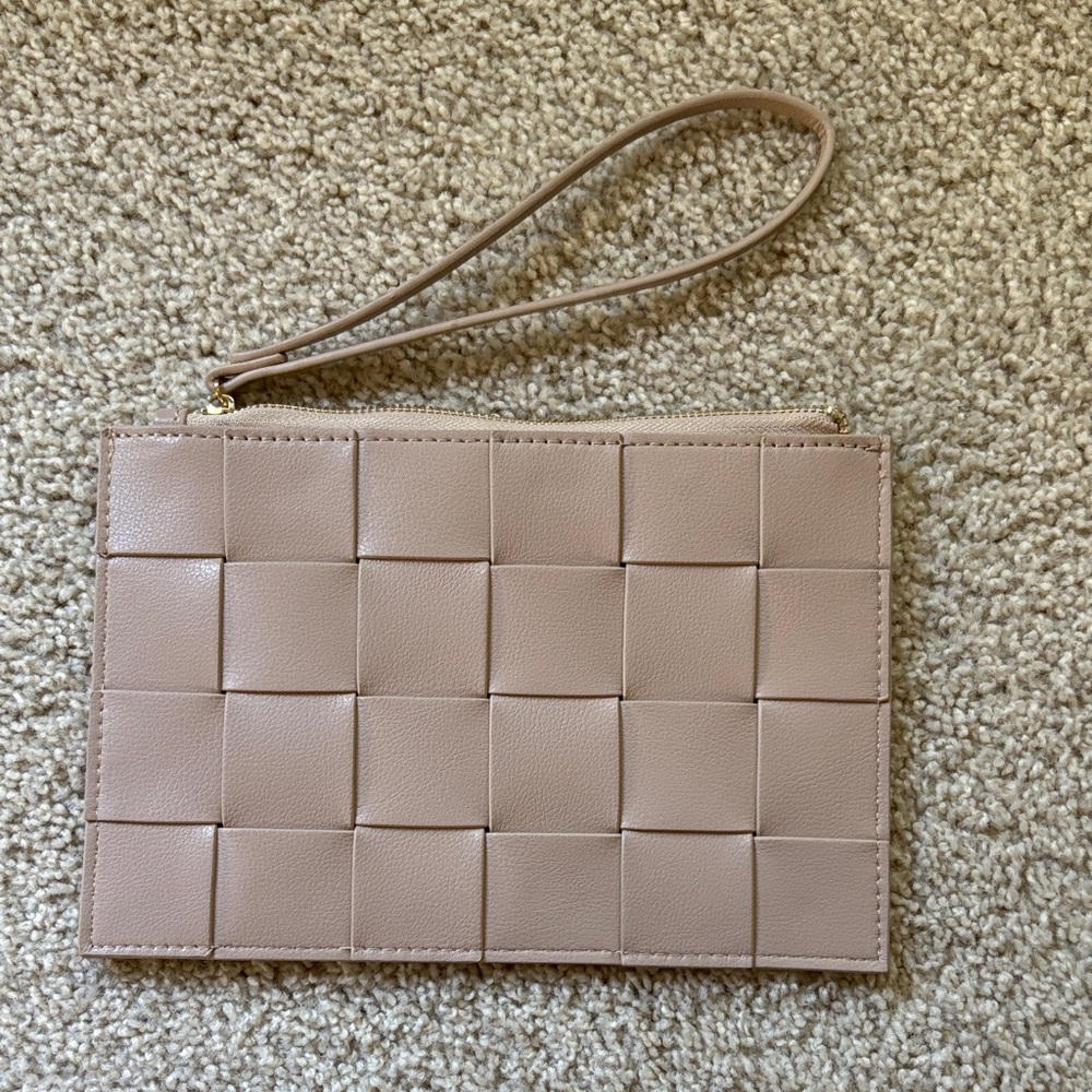 Anthropologie Blush Woven Wristlet
